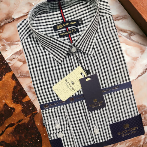 Formal Black Check Shirt Premium